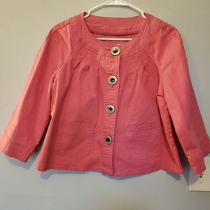 LAL Live A Little, Pink Short/Cropped Jacket Large Buttons & Pockets.  Size PL